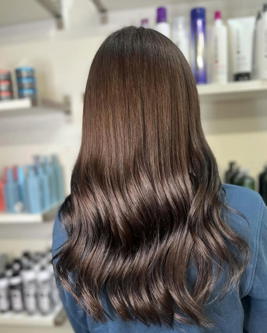 after brunette hair makeover on long hair at the salon langley park (1)